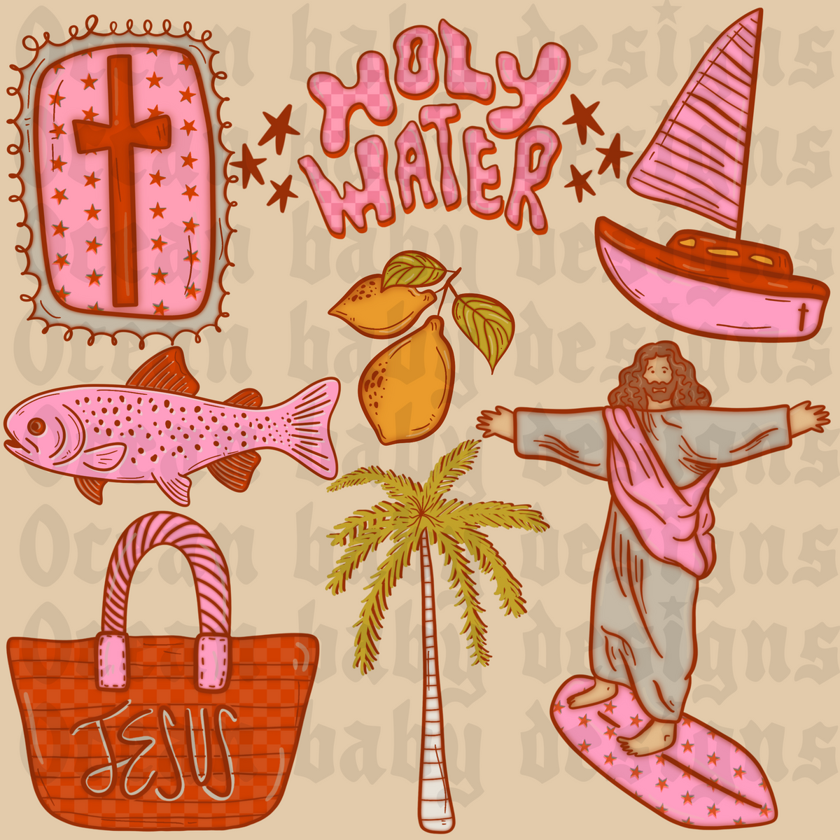 Summertime Jesus clipart bundle