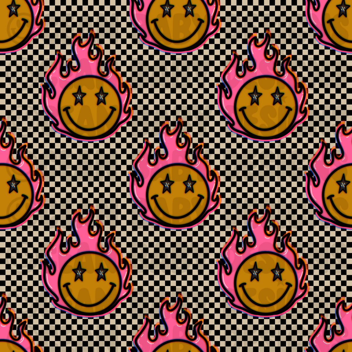 Smiley star checkered