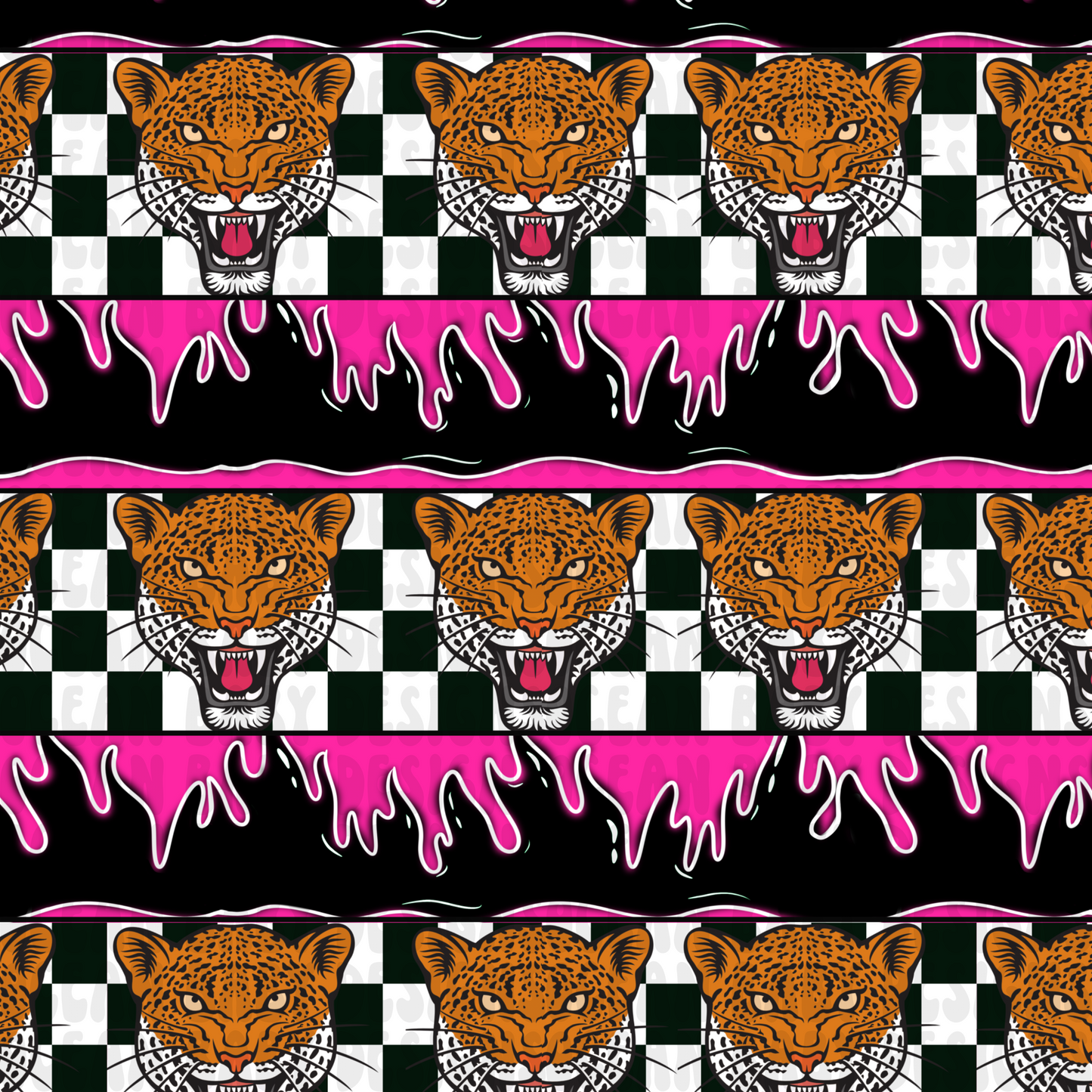 Leopard striped flames checkered