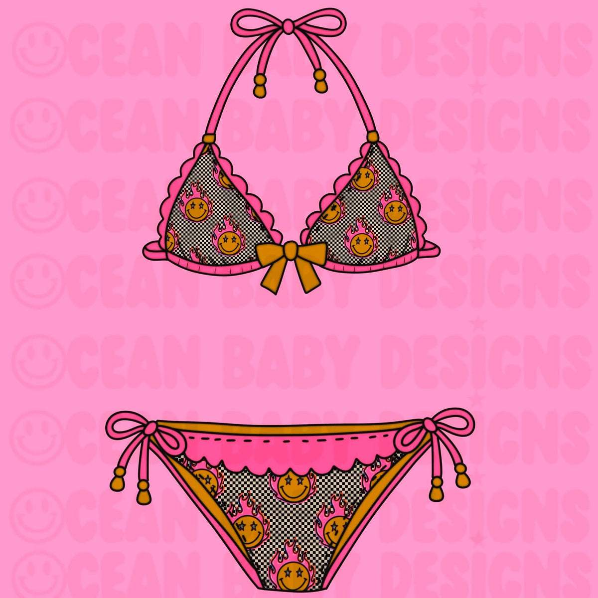 Checkered smiley swim PNG