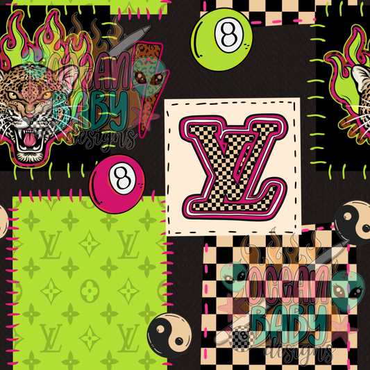 Leopard flame neon patchwork
