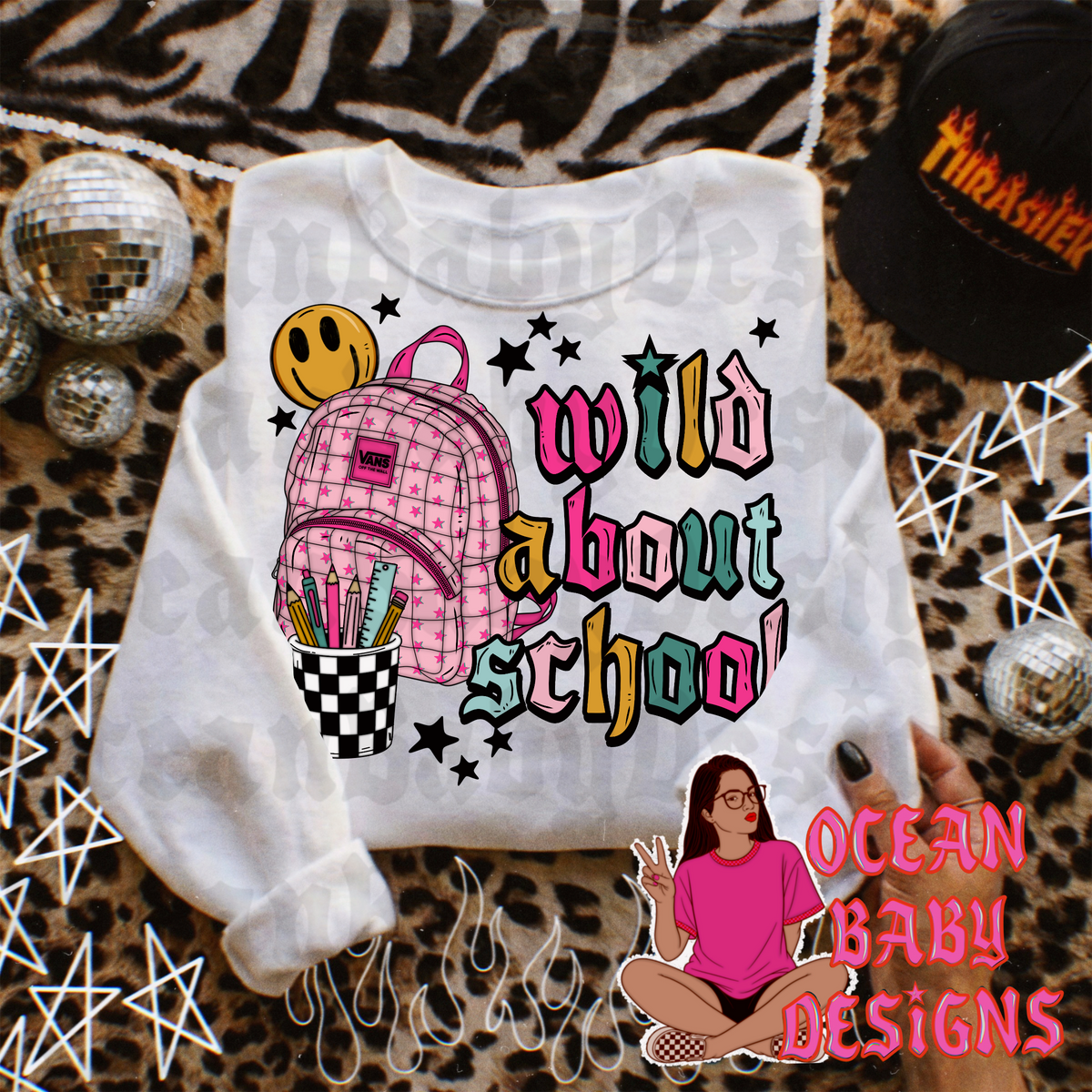 Trendy back to school girl png